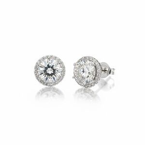 SOLID 925 STERLING SILVER 4.23CTW 10MM MOISSANITE STONE HALO PUSH BACK EARRINGS